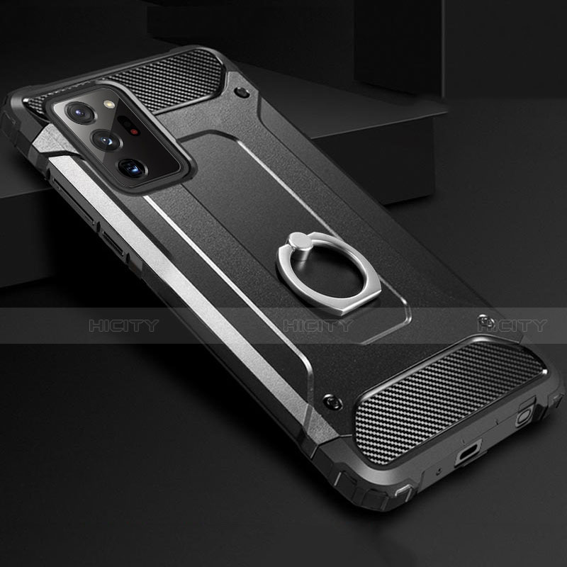 Coque Contour Silicone et Plastique Housse Etui Mat avec Support Bague Anneau N01 pour Samsung Galaxy Note 20 Ultra 5G Plus