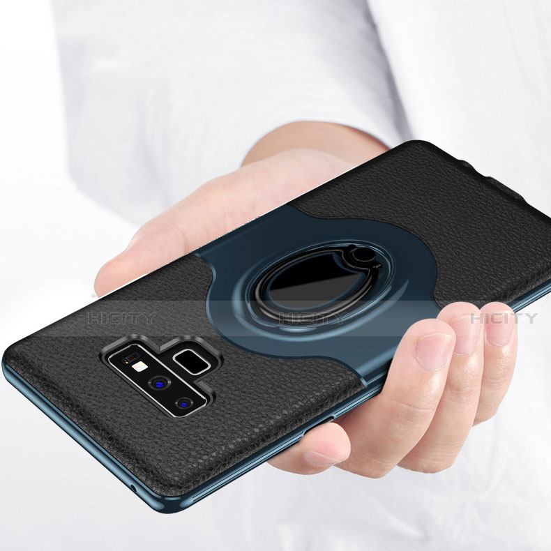 Coque Contour Silicone et Plastique Housse Etui Mat avec Support Bague Anneau S01 pour Samsung Galaxy Note 9 Plus