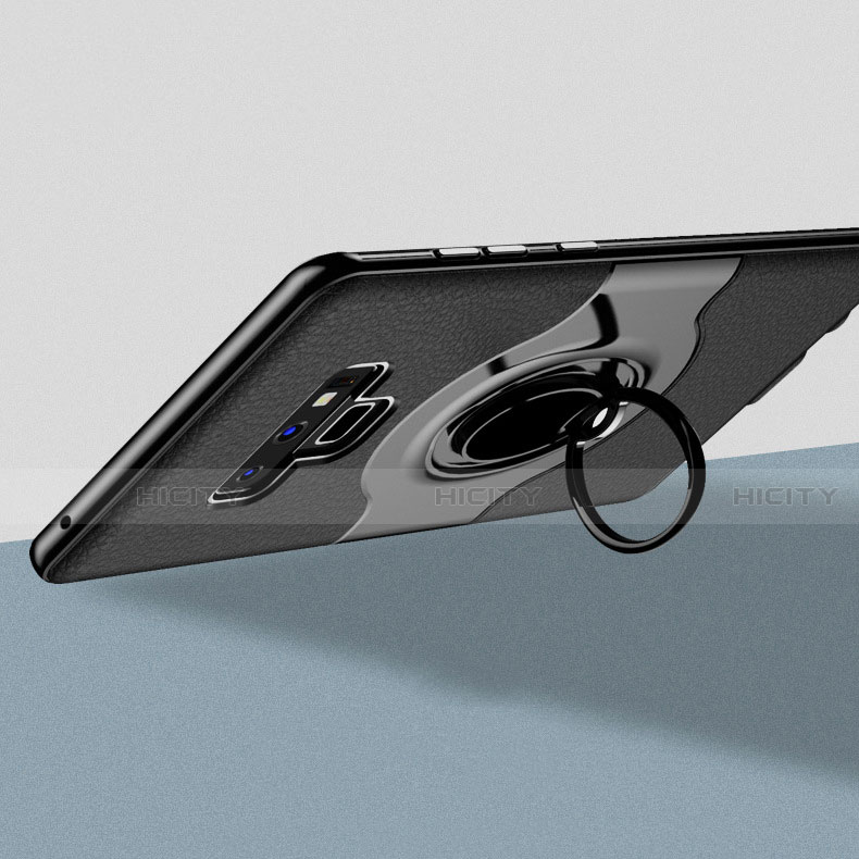Coque Contour Silicone et Plastique Housse Etui Mat avec Support Bague Anneau S01 pour Samsung Galaxy Note 9 Plus