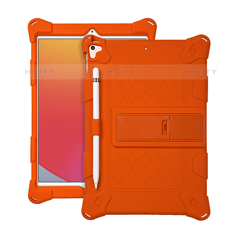 Coque Contour Silicone et Plastique Housse Etui Mat avec Support H01 pour Apple iPad Air 3 Orange Plus