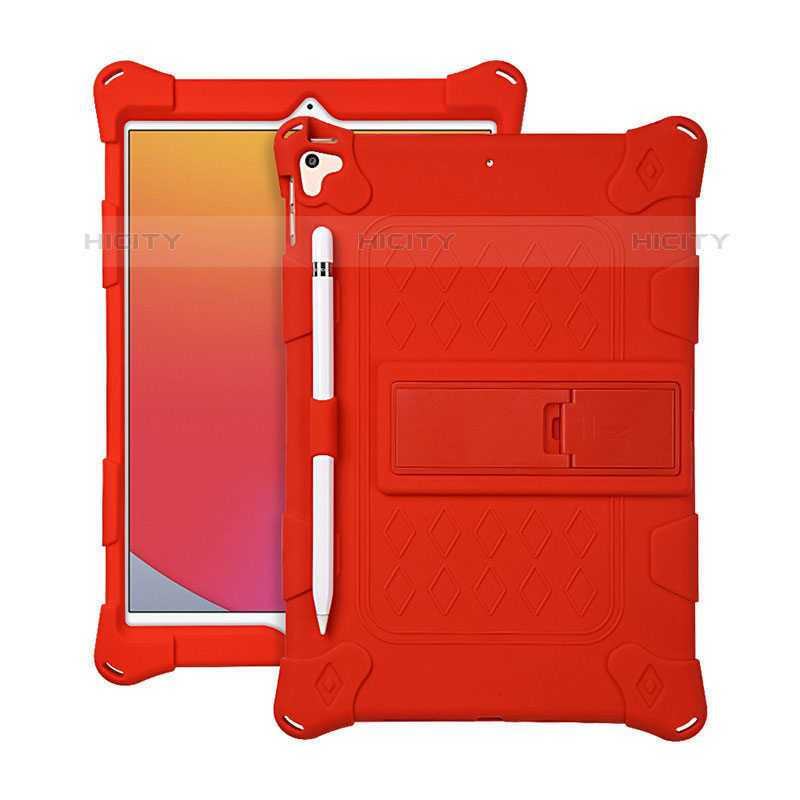 Coque Contour Silicone et Plastique Housse Etui Mat avec Support H01 pour Apple iPad Air 3 Rouge Plus