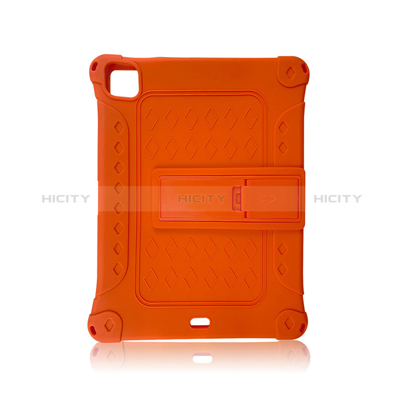 Coque Contour Silicone et Plastique Housse Etui Mat avec Support H01 pour Apple iPad Pro 11 (2020) Orange Plus