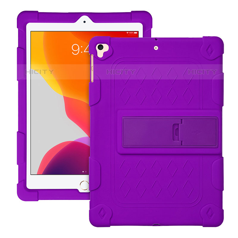 Coque Contour Silicone et Plastique Housse Etui Mat avec Support H01 pour Apple iPad Pro 9.7 Violet Plus