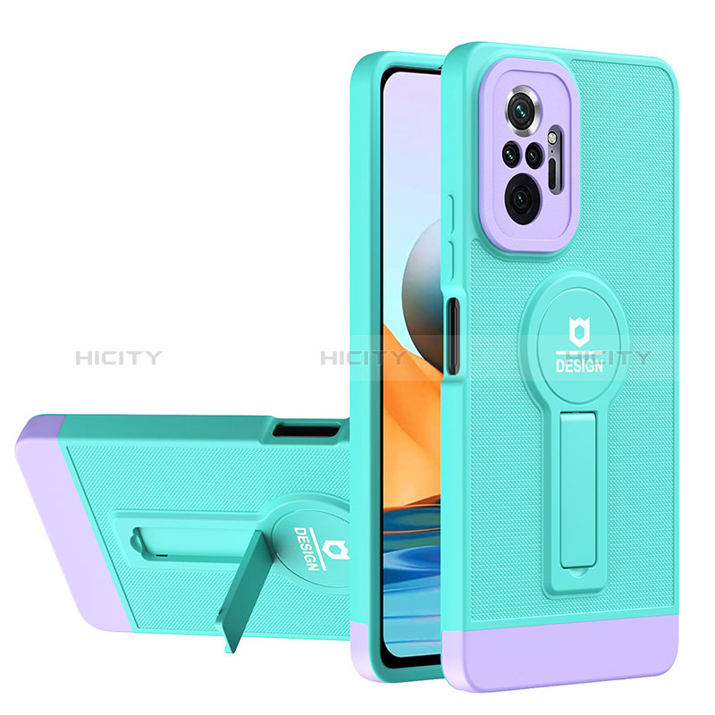 Coque Contour Silicone et Plastique Housse Etui Mat avec Support H01P pour Xiaomi Redmi Note 10 Pro 4G Plus