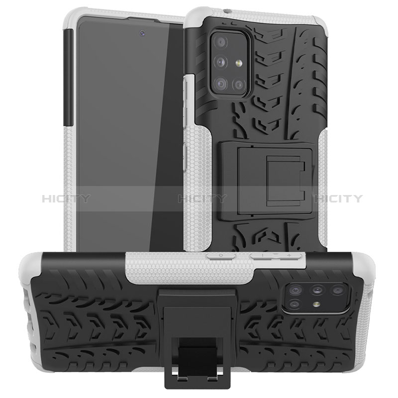 Coque Contour Silicone et Plastique Housse Etui Mat avec Support J01X pour Samsung Galaxy A51 4G Plus