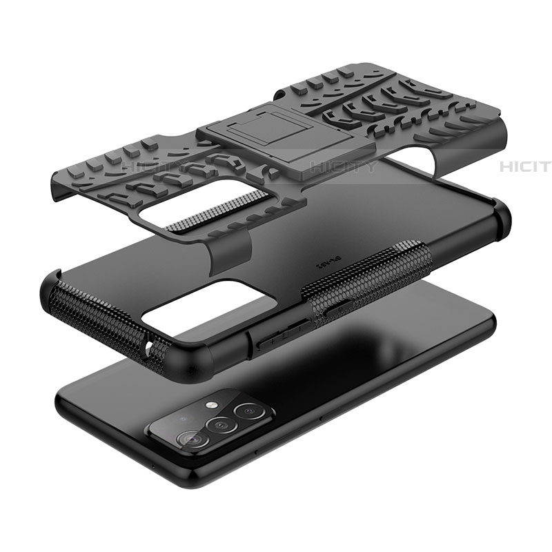 Coque Contour Silicone et Plastique Housse Etui Mat avec Support J01X pour Samsung Galaxy A52 4G Plus