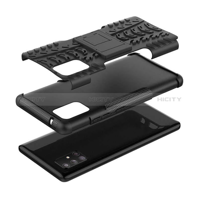 Coque Contour Silicone et Plastique Housse Etui Mat avec Support J01X pour Samsung Galaxy A71 4G A715 Plus