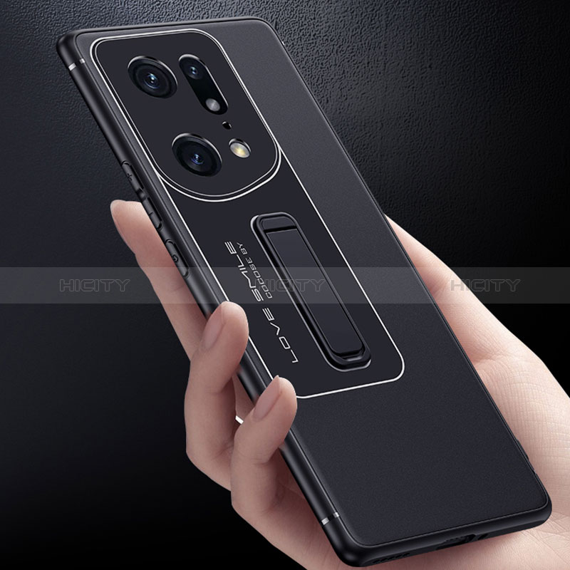 Coque Contour Silicone et Plastique Housse Etui Mat avec Support JB1 pour Oppo Find X5 5G Plus