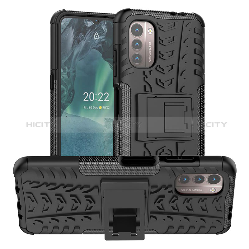 Coque Contour Silicone et Plastique Housse Etui Mat avec Support JX1 pour Nokia G11 Plus