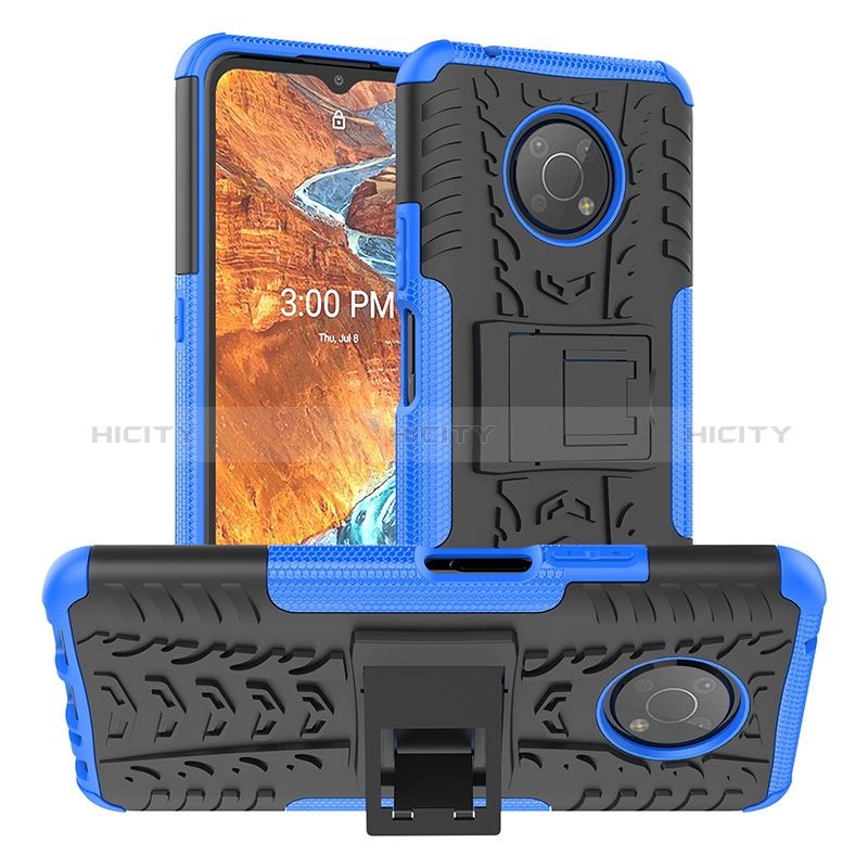 Coque Contour Silicone et Plastique Housse Etui Mat avec Support JX1 pour Nokia G300 5G Bleu Plus