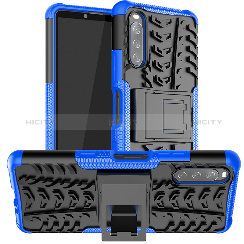 Coque Contour Silicone et Plastique Housse Etui Mat avec Support JX1 pour Sony Xperia 10 III Plus