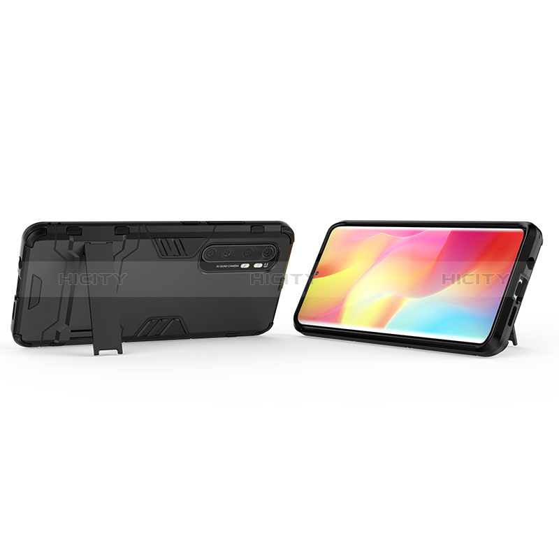 Coque Contour Silicone et Plastique Housse Etui Mat avec Support KC1 pour Xiaomi Mi Note 10 Lite Plus
