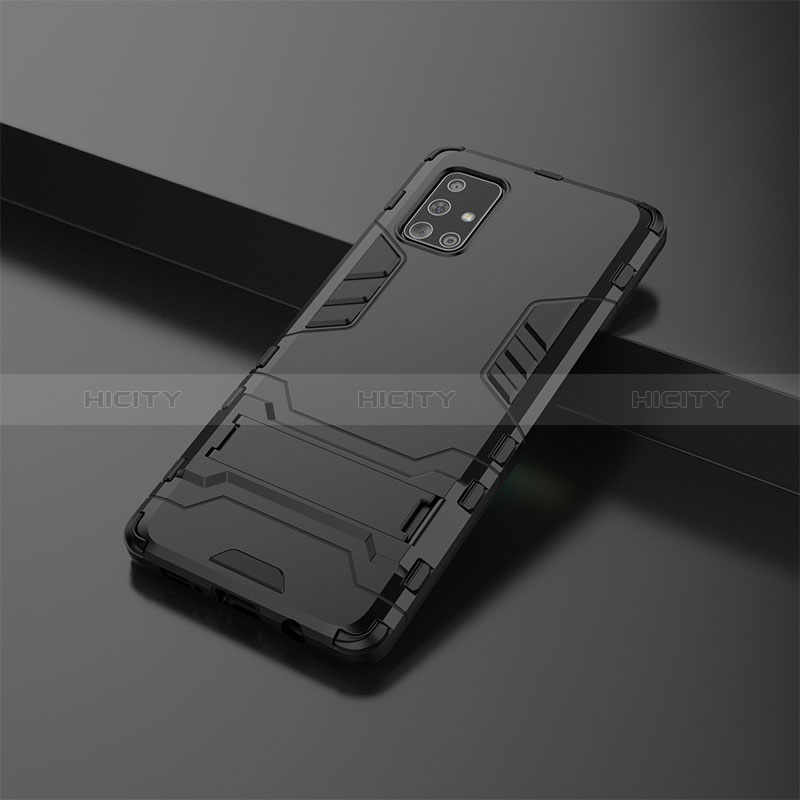 Coque Contour Silicone et Plastique Housse Etui Mat avec Support KC3 pour Samsung Galaxy A71 4G A715 Plus