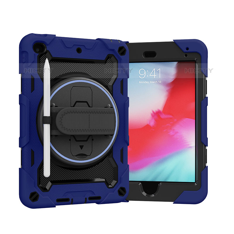 Coque Contour Silicone et Plastique Housse Etui Mat avec Support L01 pour Apple iPad Mini 5 (2019) Bleu Plus