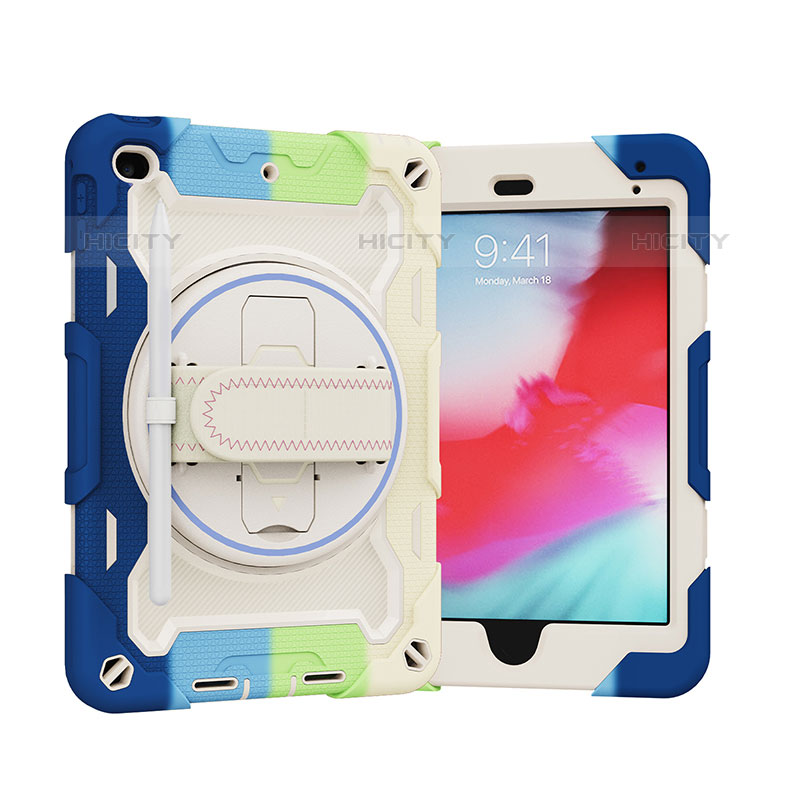 Coque Contour Silicone et Plastique Housse Etui Mat avec Support L01 pour Apple iPad Mini 5 (2019) Bleu Ciel Plus