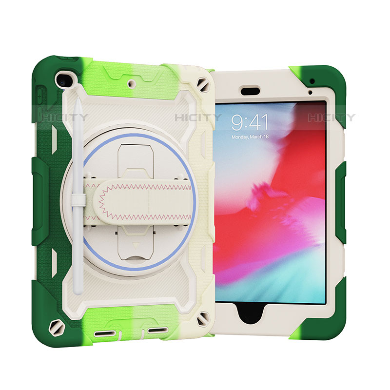 Coque Contour Silicone et Plastique Housse Etui Mat avec Support L01 pour Apple iPad Mini 5 (2019) Vert Plus