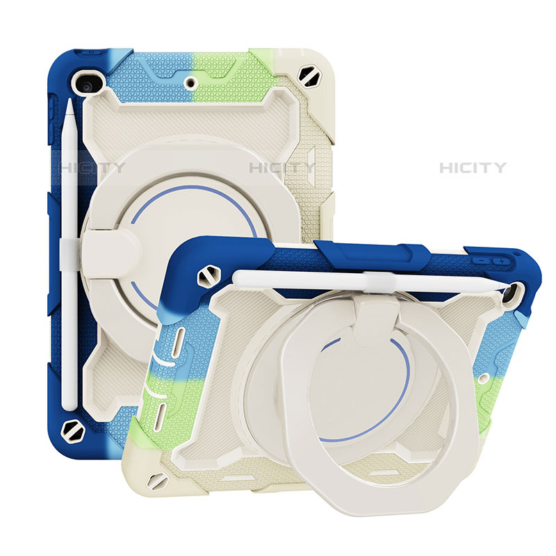 Coque Contour Silicone et Plastique Housse Etui Mat avec Support L03 pour Apple iPad Mini 5 (2019) Bleu Ciel Plus