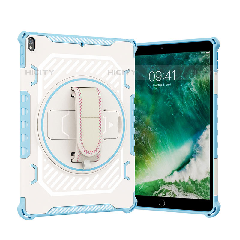 Coque Contour Silicone et Plastique Housse Etui Mat avec Support L07 pour Apple iPad Air 3 Bleu Plus
