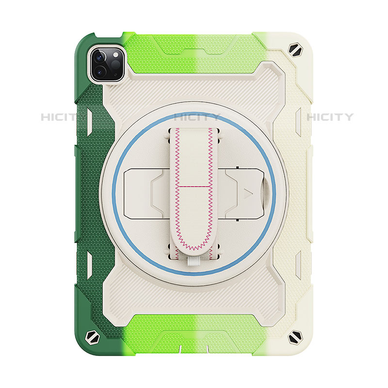 Coque Contour Silicone et Plastique Housse Etui Mat avec Support L11 pour Apple iPad Pro 11 (2020) Vert Plus