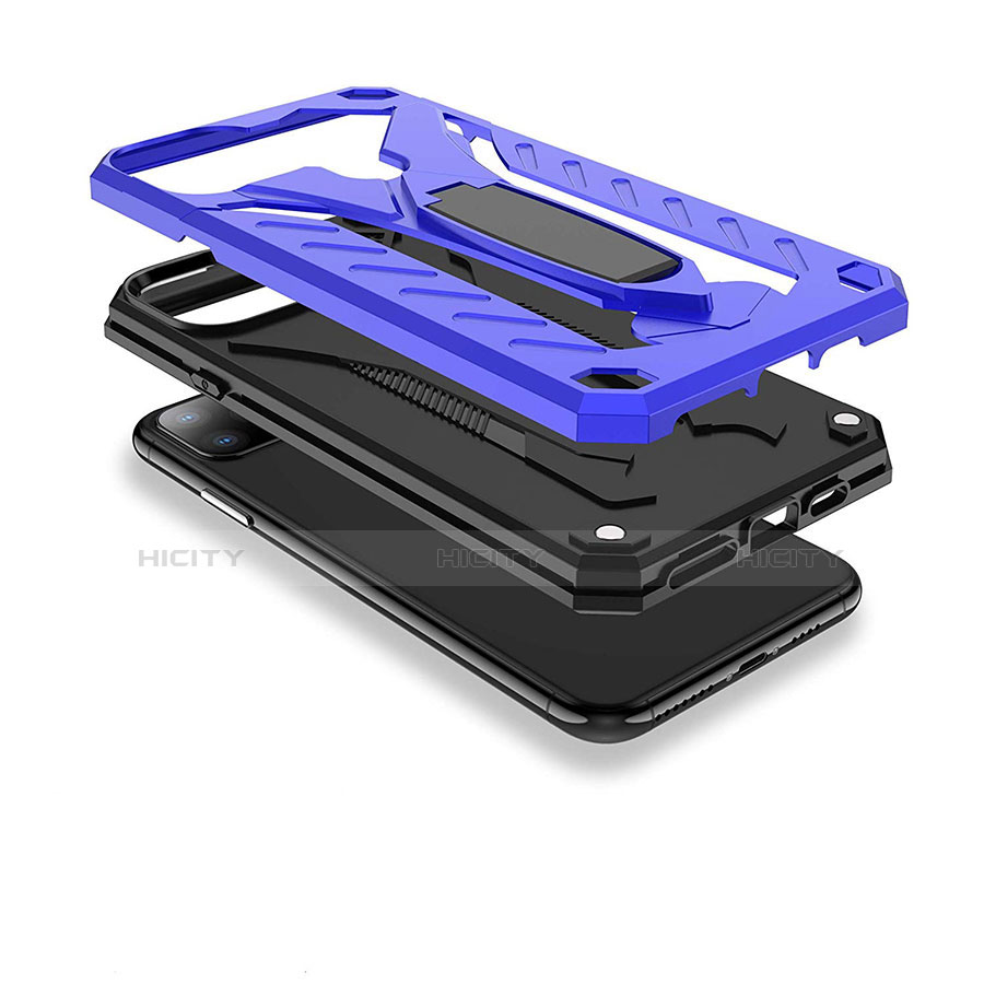 Coque Contour Silicone et Plastique Housse Etui Mat avec Support pour Apple iPhone 11 Pro Max Plus