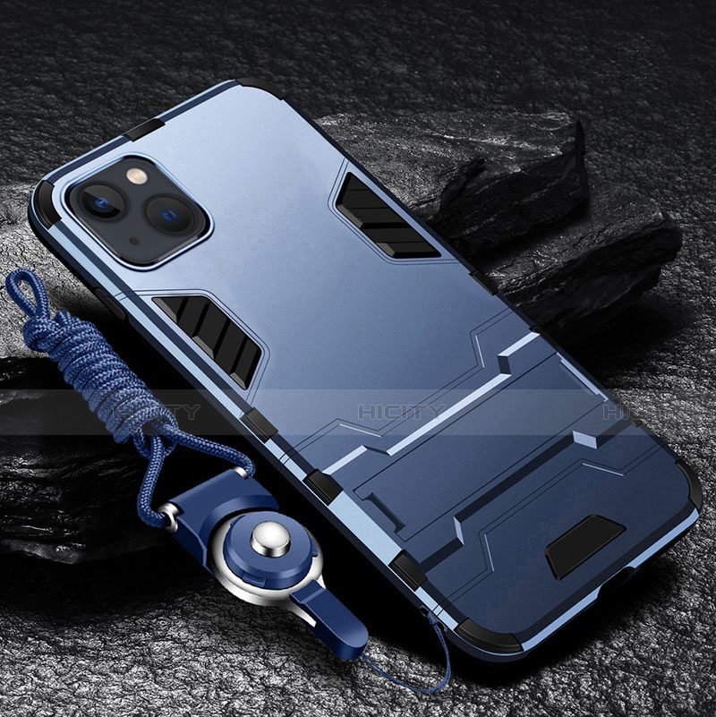 Coque Contour Silicone et Plastique Housse Etui Mat avec Support pour Apple iPhone 15 Plus Plus