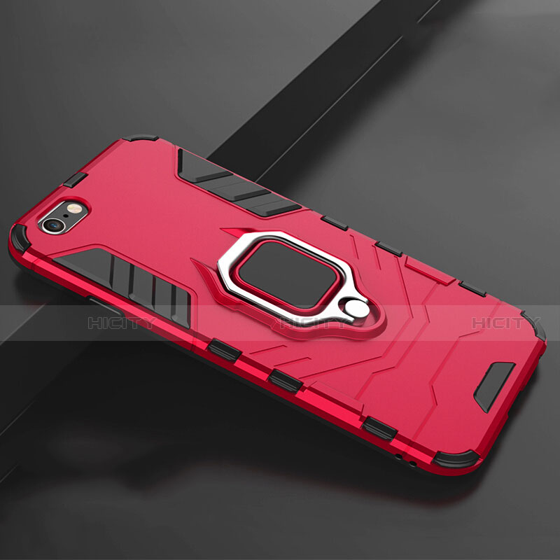 Coque Contour Silicone et Plastique Housse Etui Mat avec Support pour Apple iPhone 7 Rouge Plus