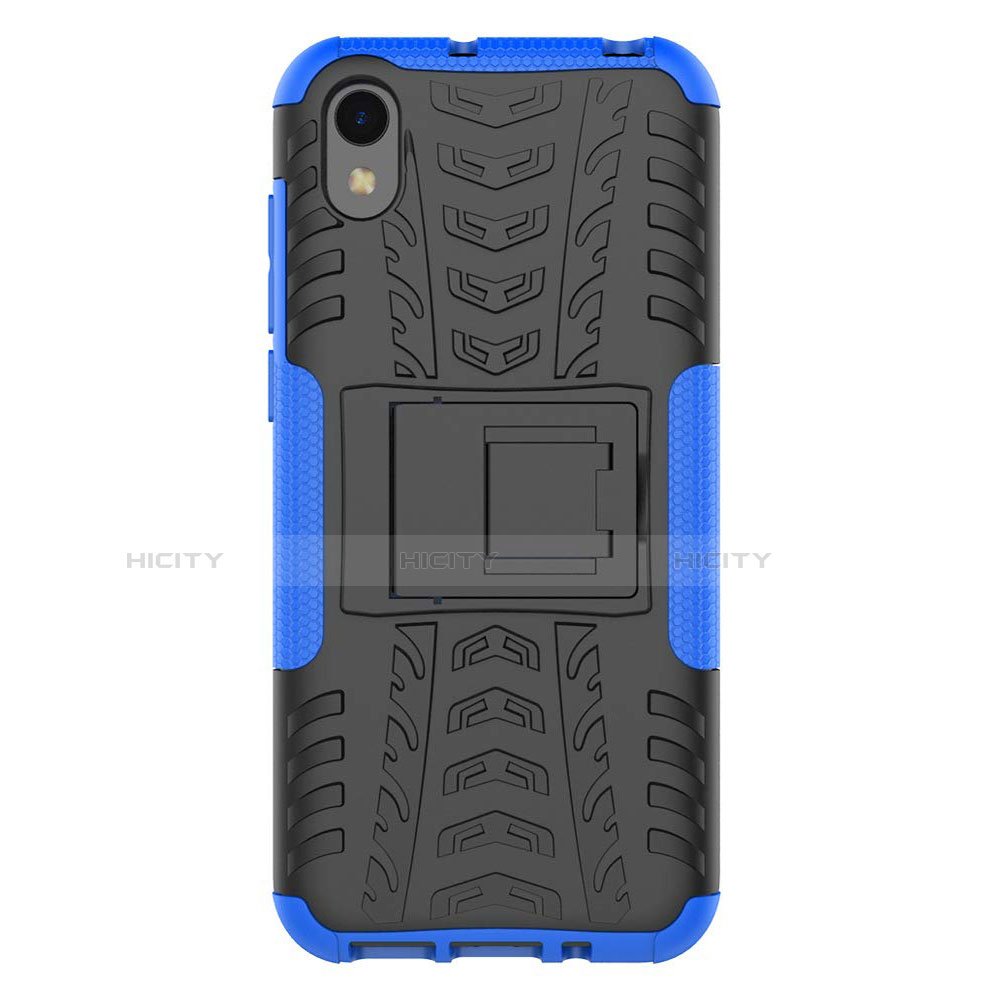 Coque Contour Silicone et Plastique Housse Etui Mat avec Support pour Huawei Enjoy 8S Bleu Plus