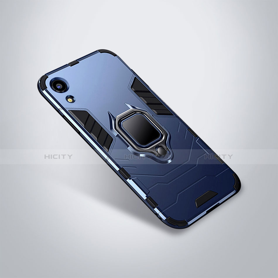 Coque Contour Silicone et Plastique Housse Etui Mat avec Support pour Huawei Honor 8A Bleu Plus