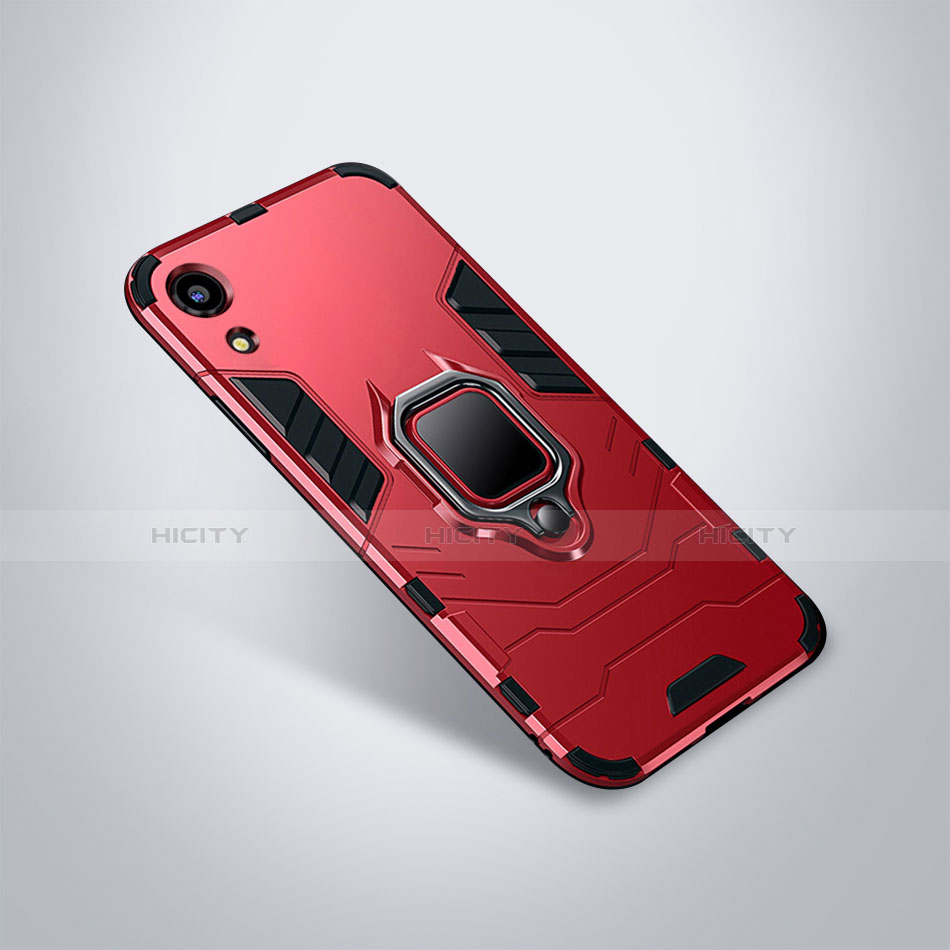 Coque Contour Silicone et Plastique Housse Etui Mat avec Support pour Huawei Honor 8A Rouge Plus