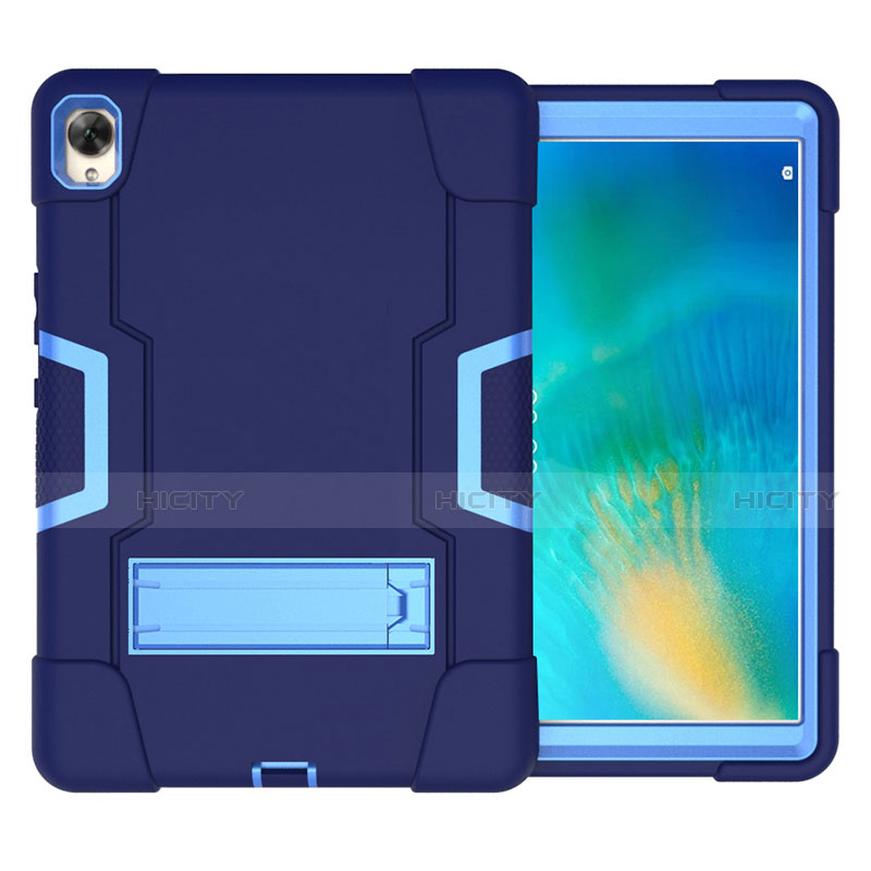 Coque Contour Silicone et Plastique Housse Etui Mat avec Support pour Huawei MatePad 10.8 Bleu Plus