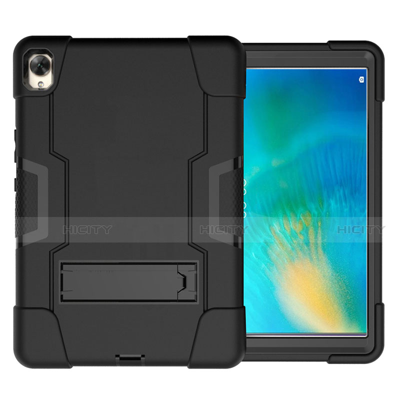 Coque Contour Silicone et Plastique Housse Etui Mat avec Support pour Huawei MatePad 10.8 Noir Plus