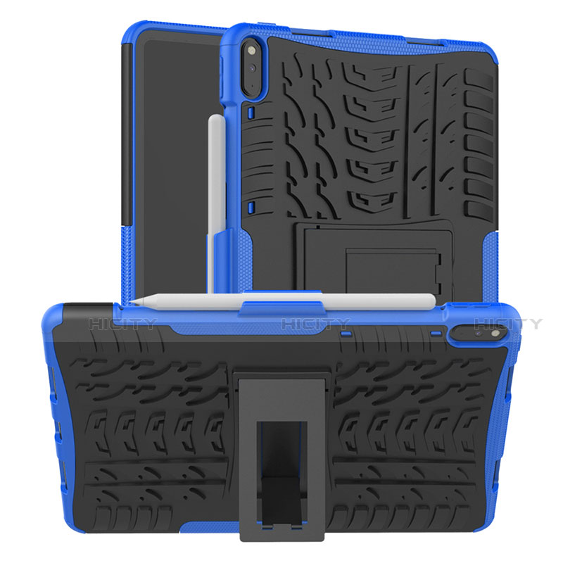 Coque Contour Silicone et Plastique Housse Etui Mat avec Support pour Huawei MatePad Pro Bleu Plus