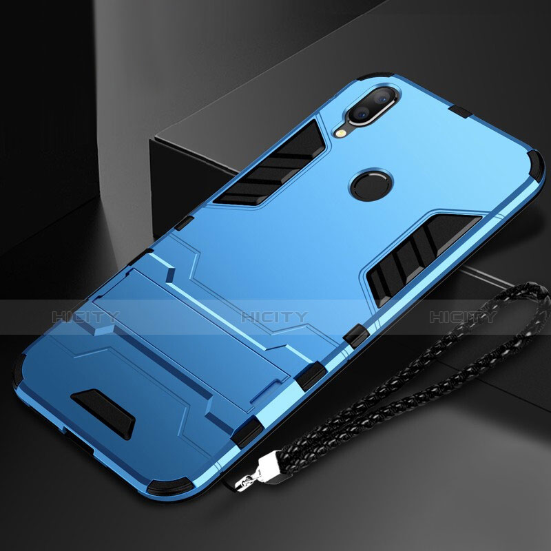 Coque Contour Silicone et Plastique Housse Etui Mat avec Support pour Huawei Nova Lite 3 Bleu Ciel Plus