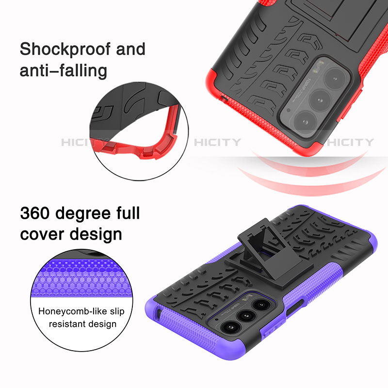 Coque Contour Silicone et Plastique Housse Etui Mat avec Support pour Motorola Moto Edge (2021) 5G Plus
