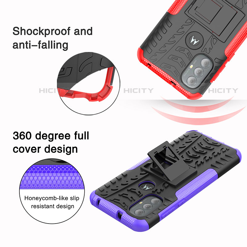 Coque Contour Silicone et Plastique Housse Etui Mat avec Support pour Motorola Moto G Play (2023) Plus