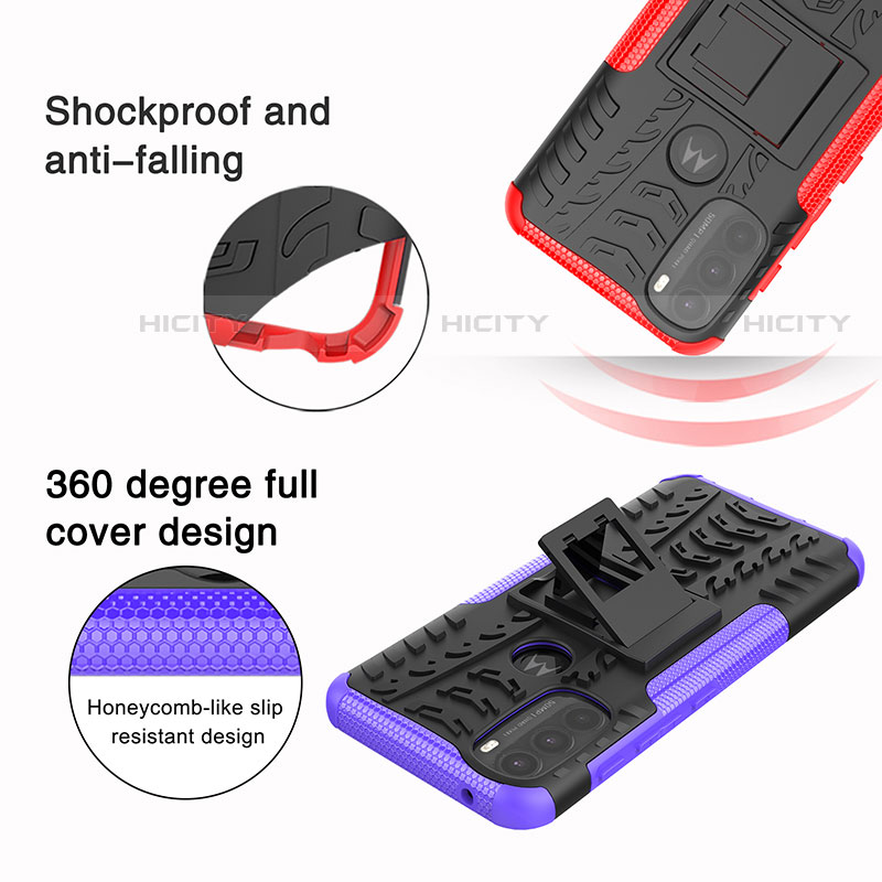 Coque Contour Silicone et Plastique Housse Etui Mat avec Support pour Motorola Moto G71 5G Plus