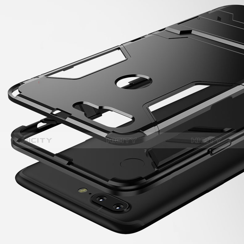Coque Contour Silicone et Plastique Housse Etui Mat avec Support pour OnePlus 5T A5010 Plus