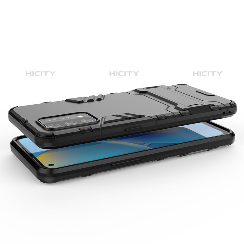 Coque Contour Silicone et Plastique Housse Etui Mat avec Support pour Oppo Reno6 Lite Plus