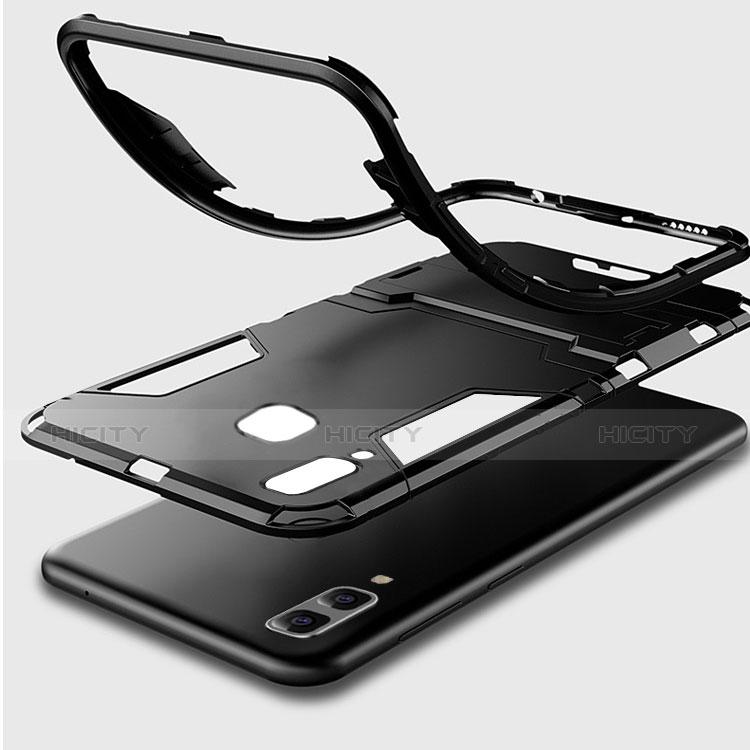 Coque Contour Silicone et Plastique Housse Etui Mat avec Support pour Samsung Galaxy A8 Star Plus