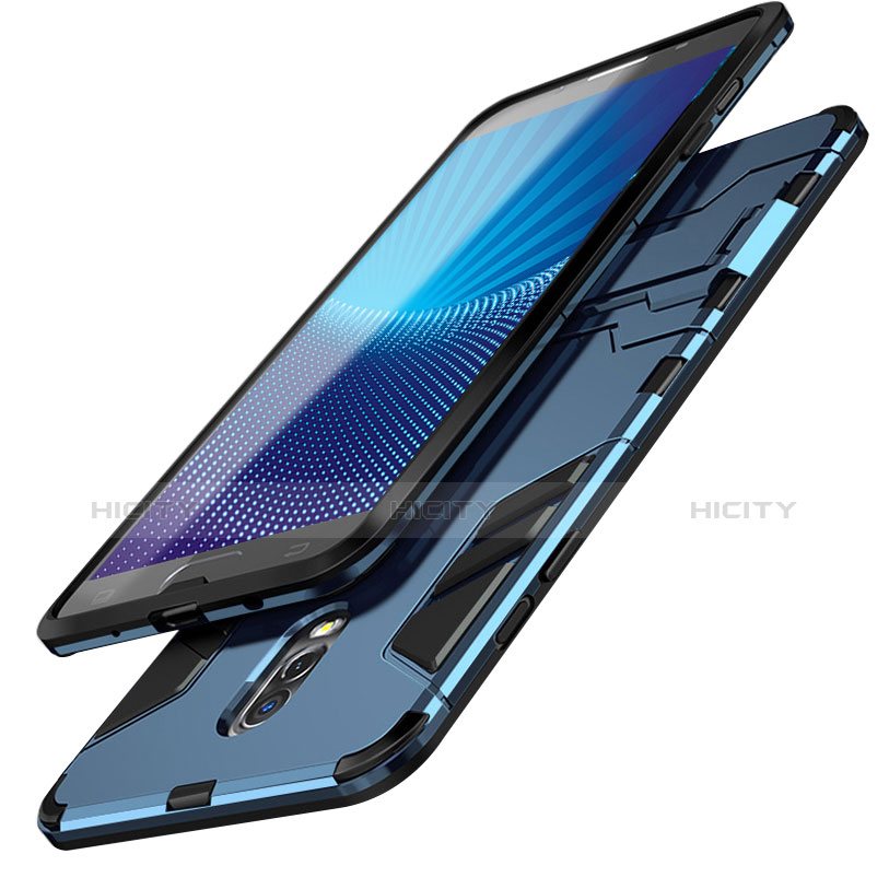 Coque Contour Silicone et Plastique Housse Etui Mat avec Support pour Samsung Galaxy J7 Plus Plus