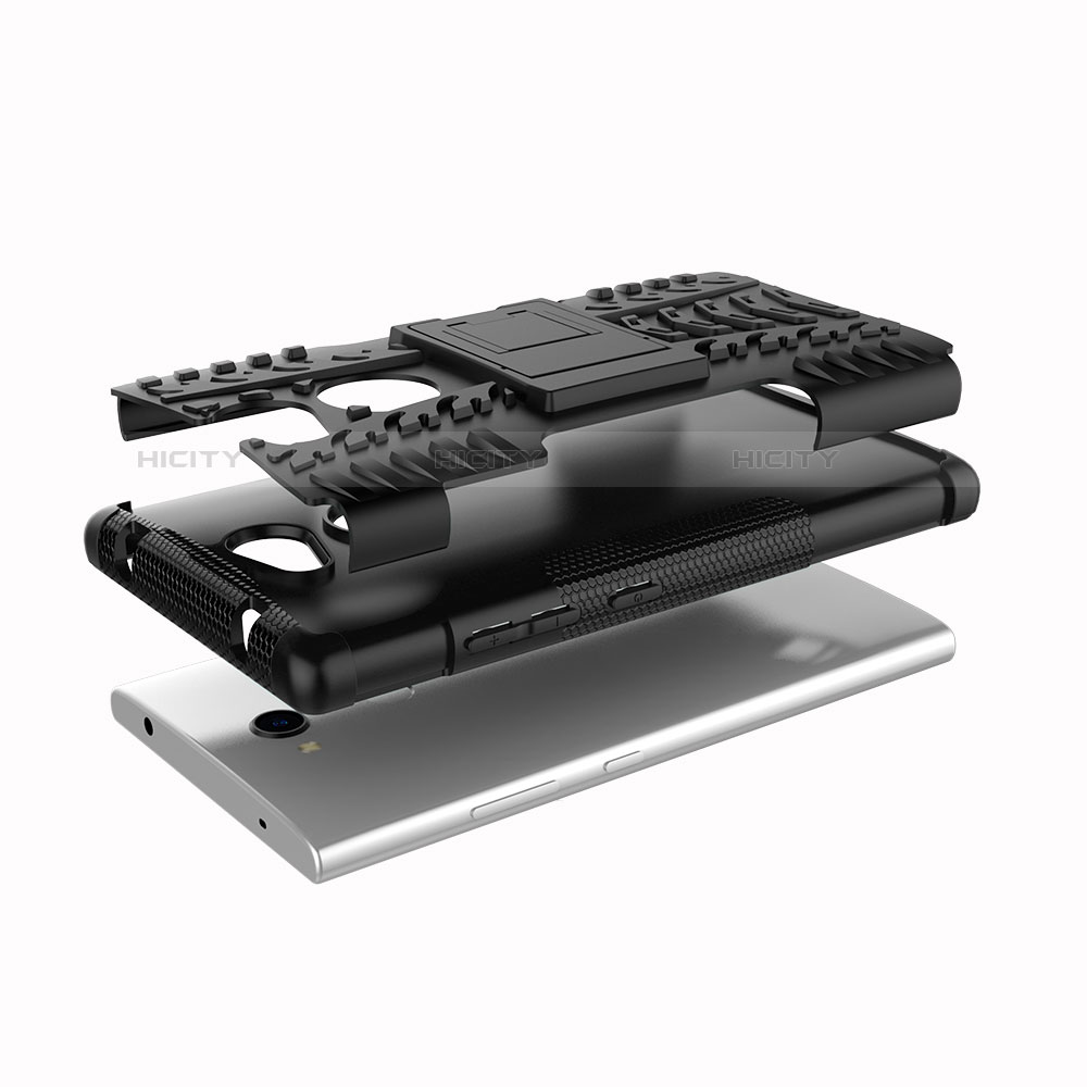 Coque Contour Silicone et Plastique Housse Etui Mat avec Support pour Sony Xperia L2 Plus