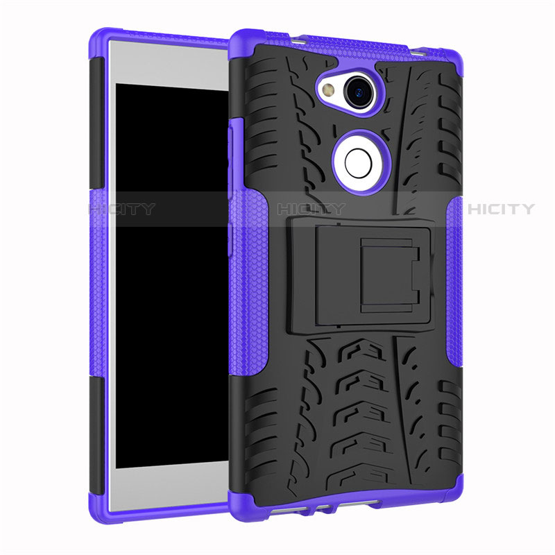 Coque Contour Silicone et Plastique Housse Etui Mat avec Support pour Sony Xperia L2 Violet Plus