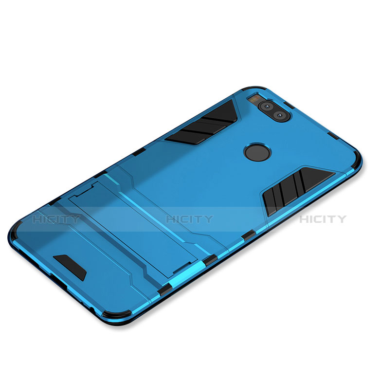 Coque Contour Silicone et Plastique Housse Etui Mat avec Support pour Xiaomi Mi 5X Bleu Ciel Plus