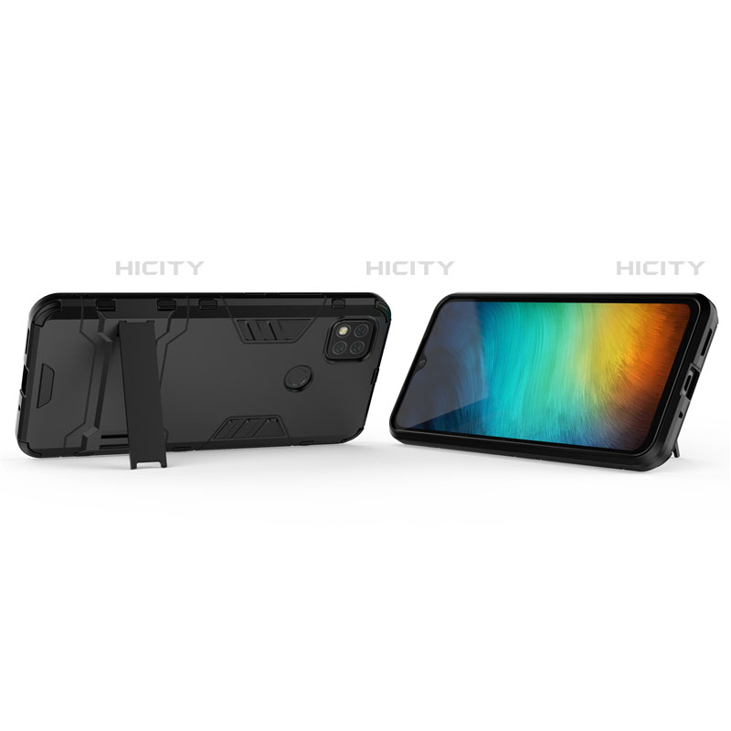 Coque Contour Silicone et Plastique Housse Etui Mat avec Support pour Xiaomi Redmi 9C Plus