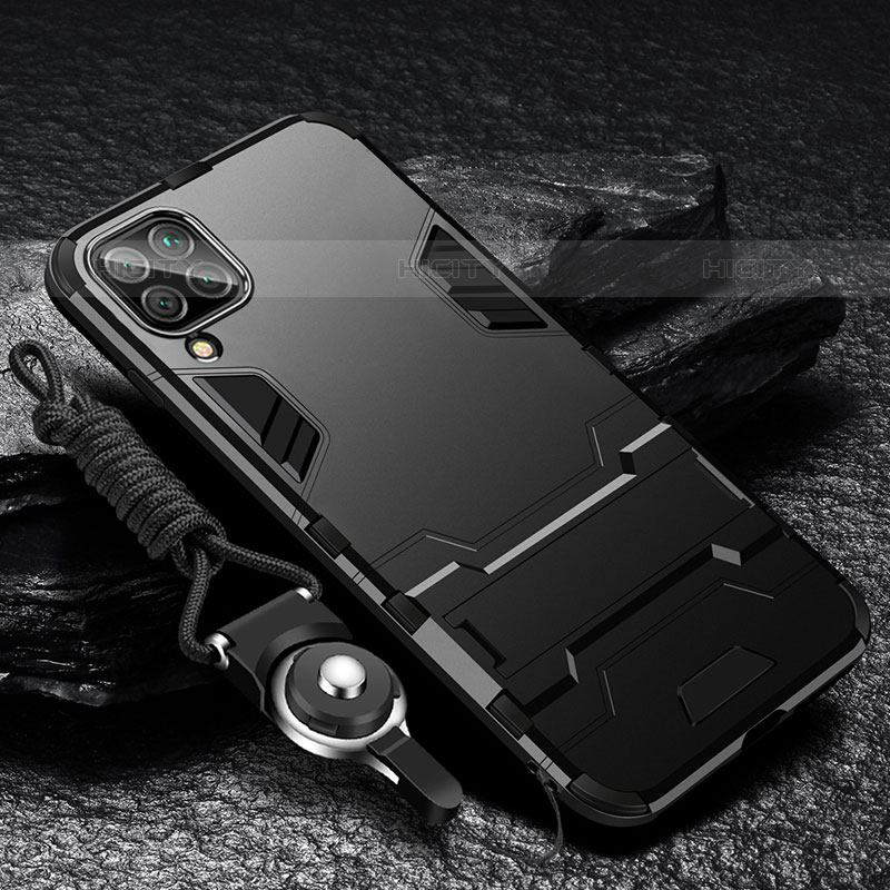 Coque Contour Silicone et Plastique Housse Etui Mat avec Support R01 pour Samsung Galaxy M33 5G Noir Plus