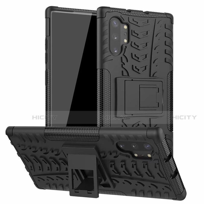Coque Contour Silicone et Plastique Housse Etui Mat avec Support R01 pour Samsung Galaxy Note 10 Plus 5G Plus