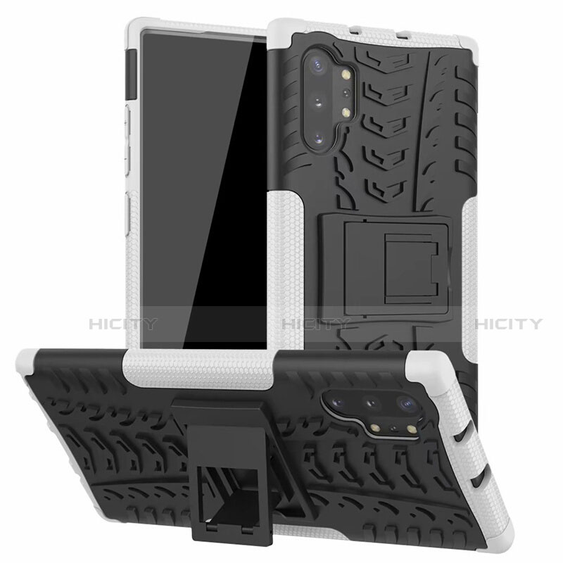 Coque Contour Silicone et Plastique Housse Etui Mat avec Support R01 pour Samsung Galaxy Note 10 Plus Plus