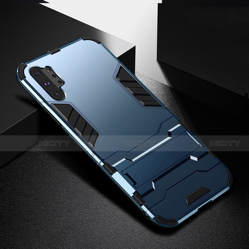 Coque Contour Silicone et Plastique Housse Etui Mat avec Support R02 pour Samsung Galaxy Note 10 Plus Plus