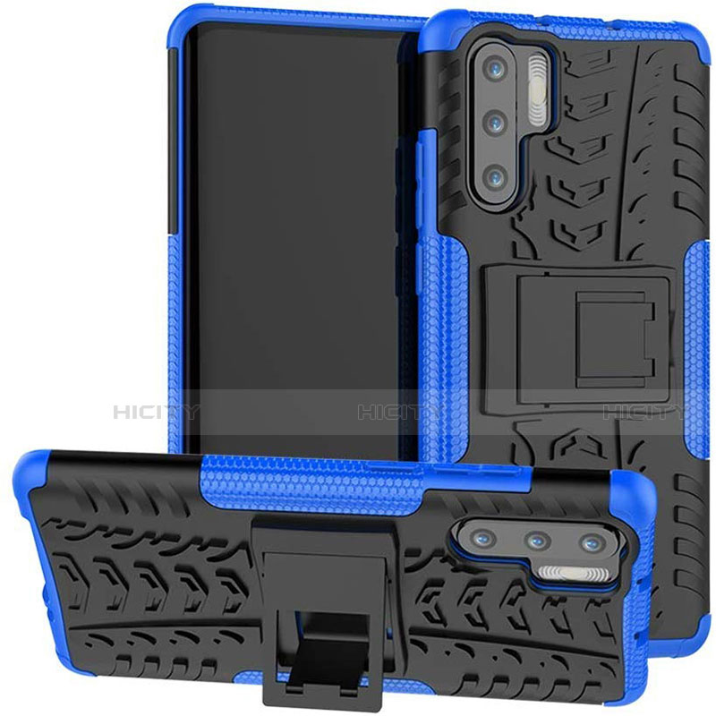 Coque Contour Silicone et Plastique Housse Etui Mat avec Support R03 pour Huawei P30 Pro New Edition Plus