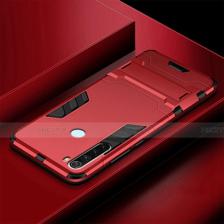 Coque Contour Silicone et Plastique Housse Etui Mat avec Support R03 pour Xiaomi Redmi Note 8 Plus